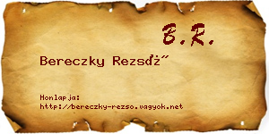 Bereczky Rezső névjegykártya